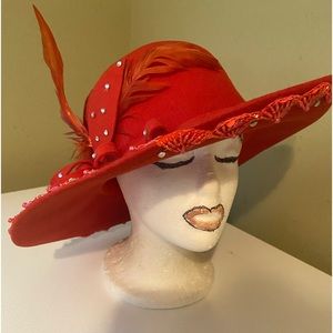 Rusty Red Wool Church Dress Hat